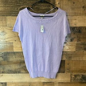 Worthington Women's Purple Lightweight Short Sleeve Stretch Sweater Size S NWT